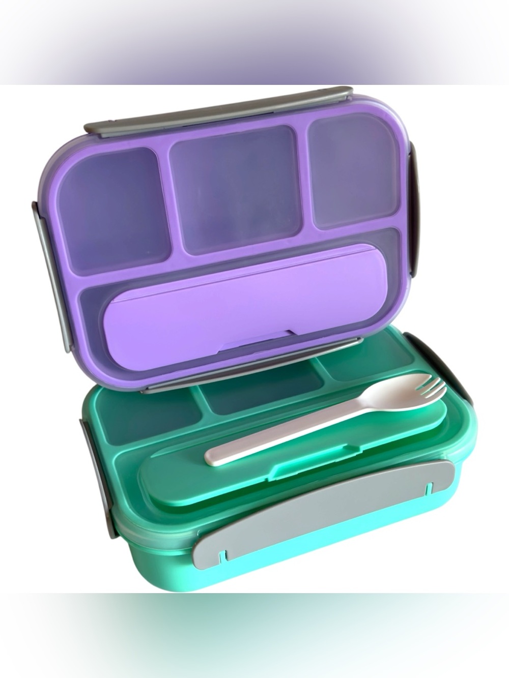 Set 2 Bento Box Lunch Boxes Leak-Proof Microwave/Dishwasher/Freezer Safe Utensil